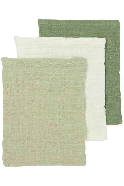 Meyco Washandje Naturel/Soft Olive/Olive Green 20X17Cm 3St koop je bij Babywinkel