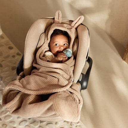 Jollein Wikkeldeken Baby Bunny Cloudy Rib/ Milky Coffee koop je bij Babywinkel