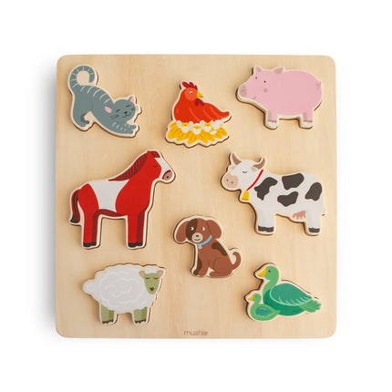 Mushie Puzzel Wooden Farm koop je bij Babywinkel